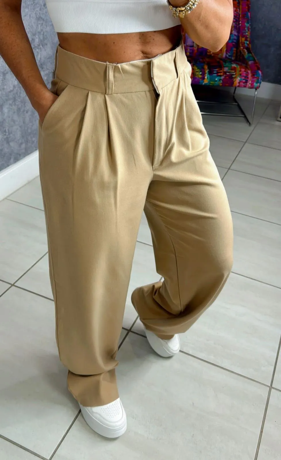 1008 Palazzo pants with waist folded