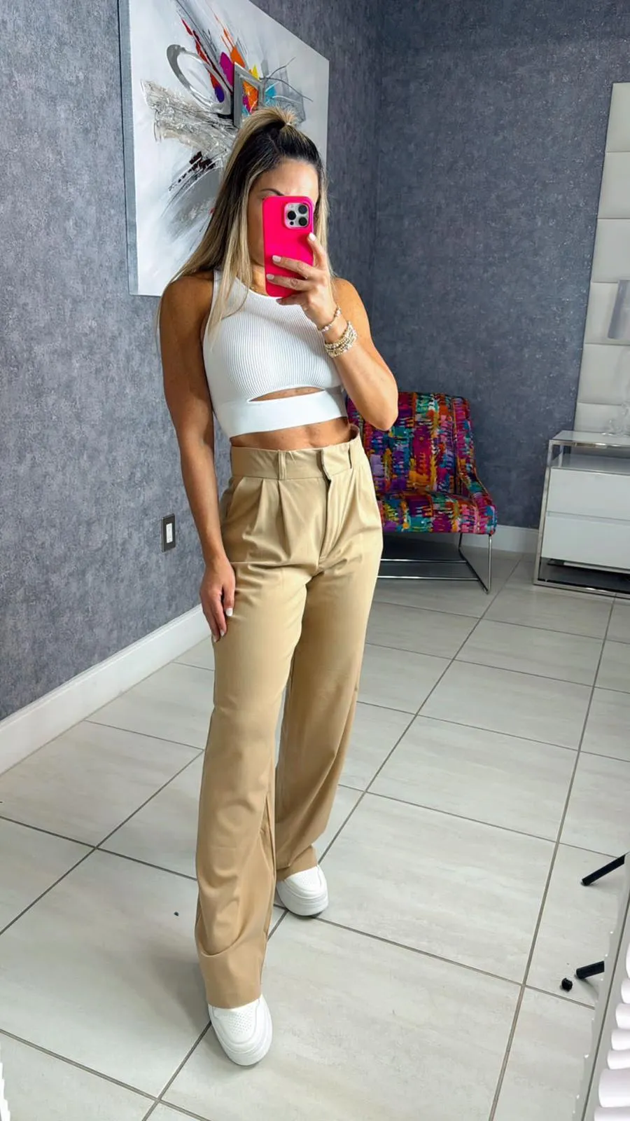 1008 Palazzo pants with waist folded