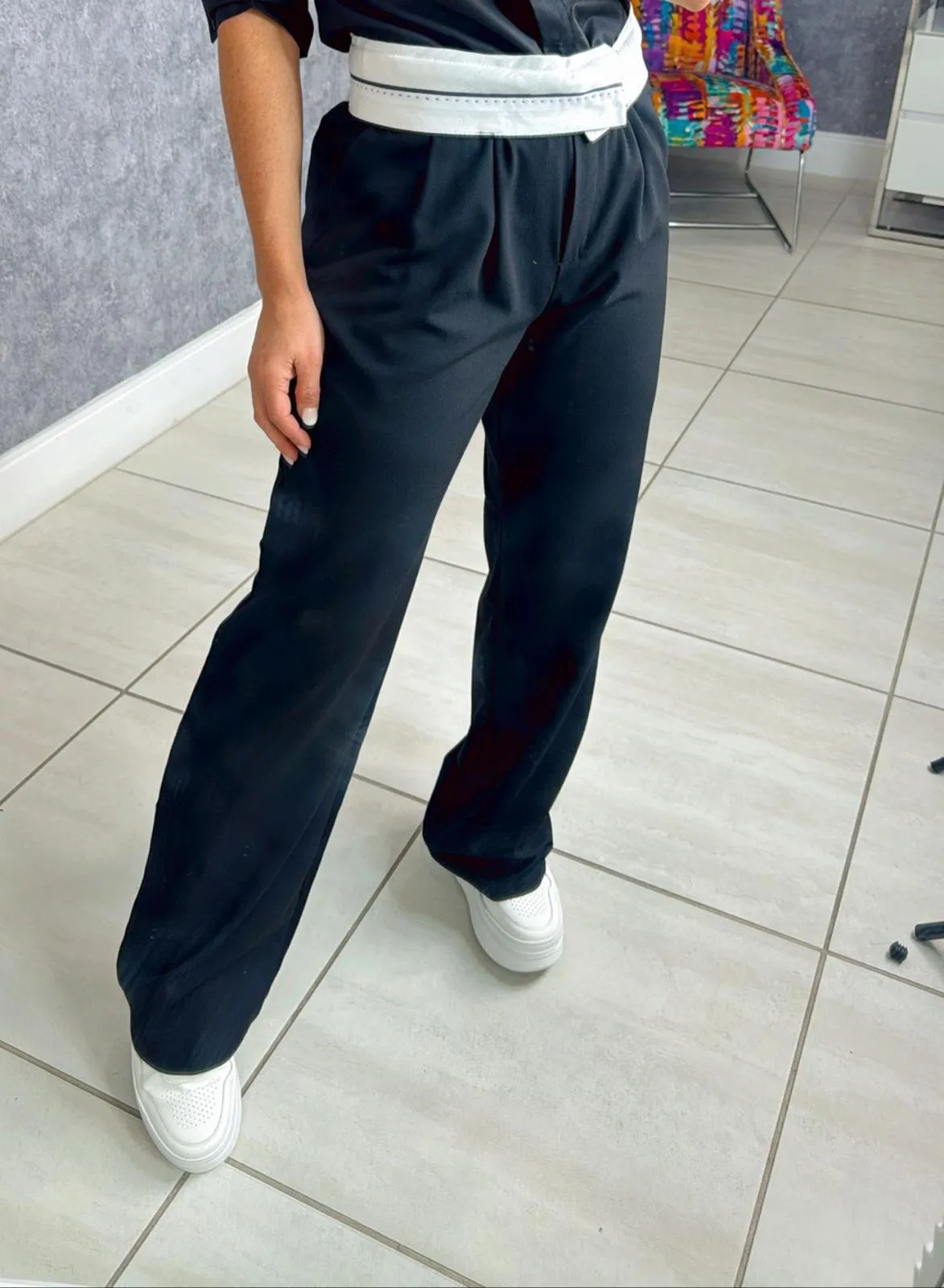 1008 Palazzo pants with waist folded