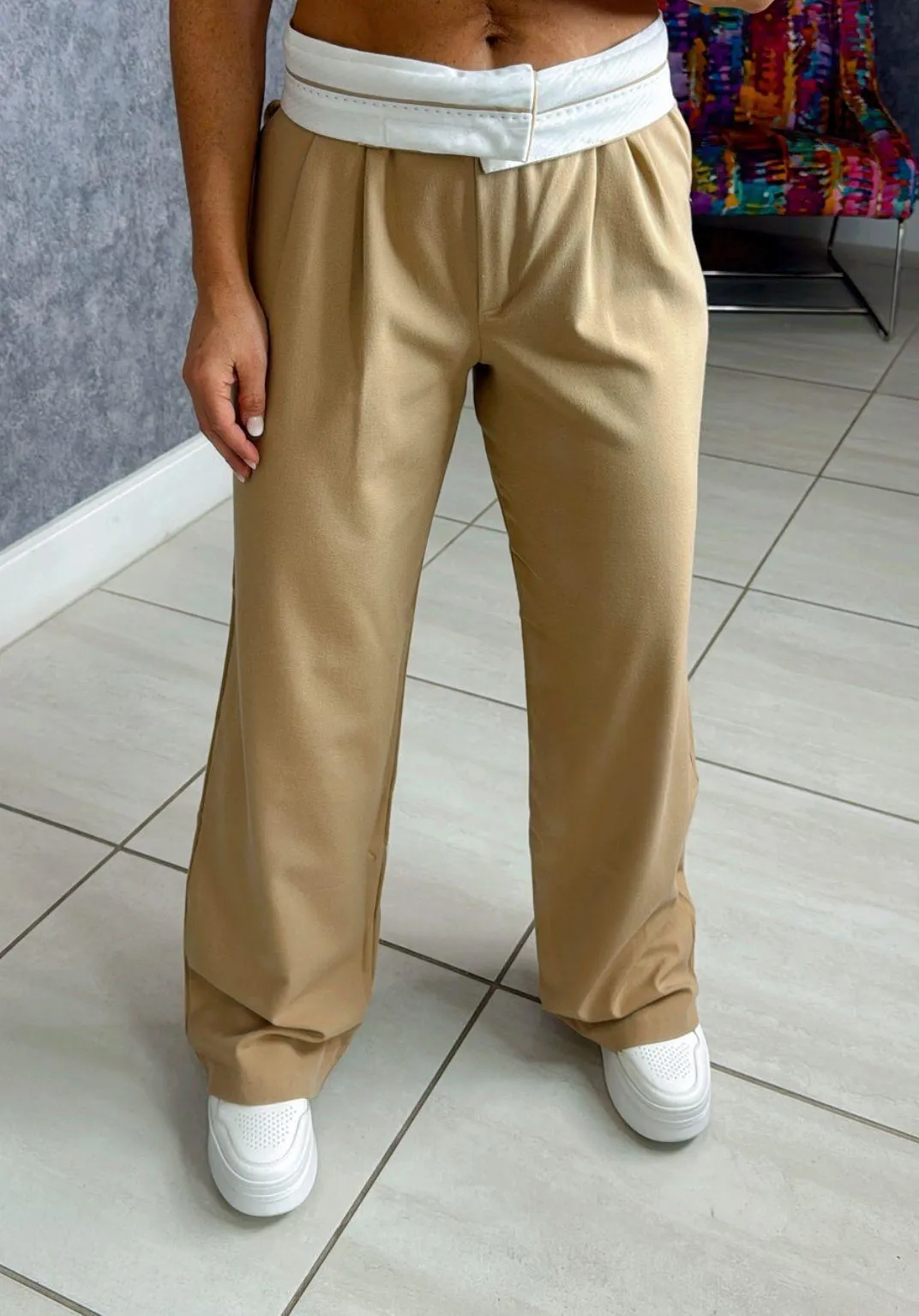 1008 Palazzo pants with waist folded