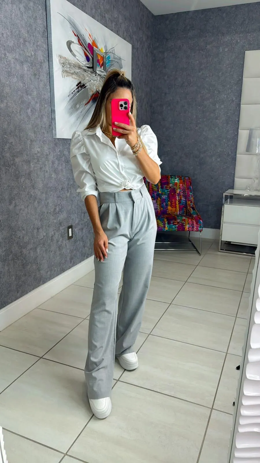 1008 Palazzo pants with waist folded