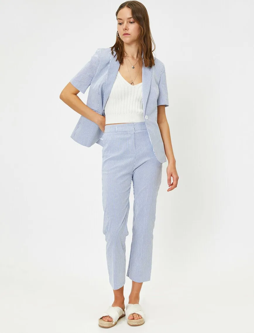 10614 Blue Striped Cotton Jacket