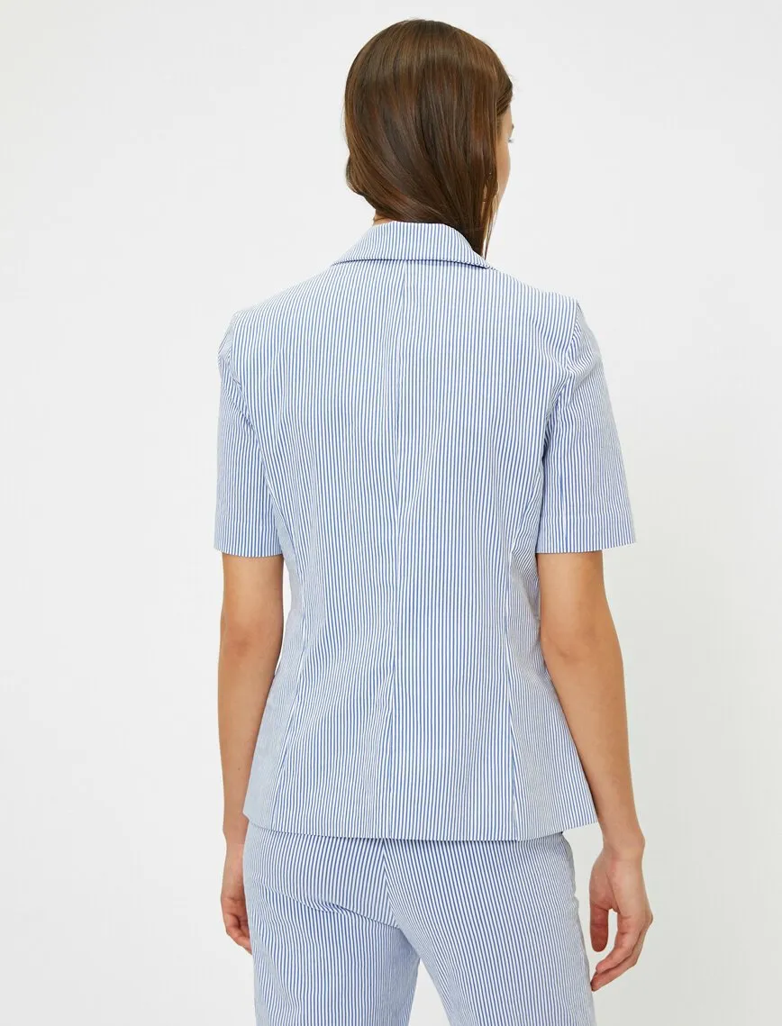 10614 Blue Striped Cotton Jacket