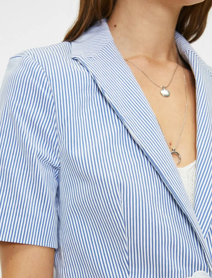 10614 Blue Striped Cotton Jacket