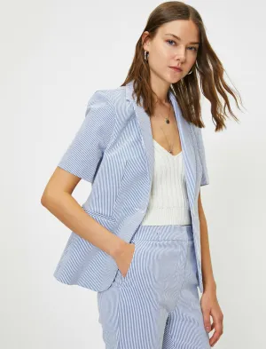 10614 Blue Striped Cotton Jacket