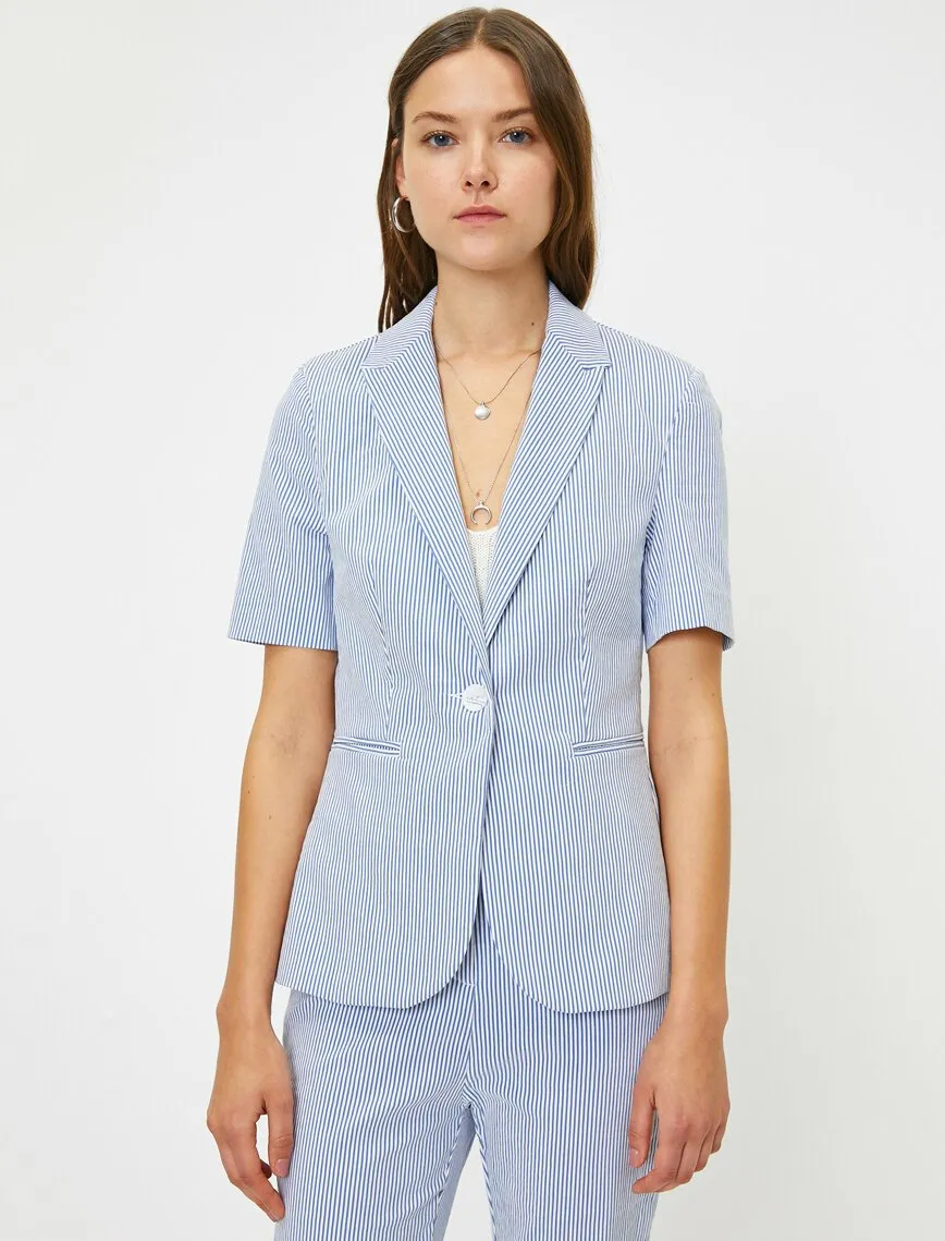10614 Blue Striped Cotton Jacket