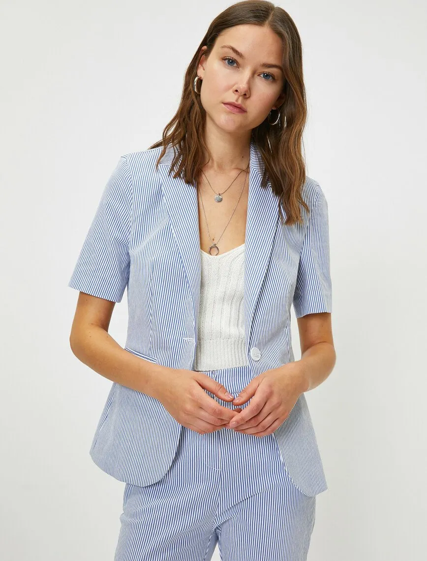 10614 Blue Striped Cotton Jacket