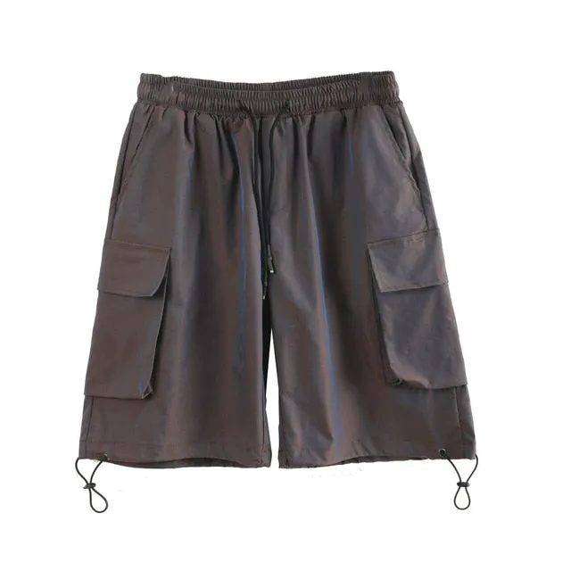 2021 Summer New Youth Popular Men's Loose Solid Color Big Pocke Pants Fashion Casual Fashion Casual Straight Shorts