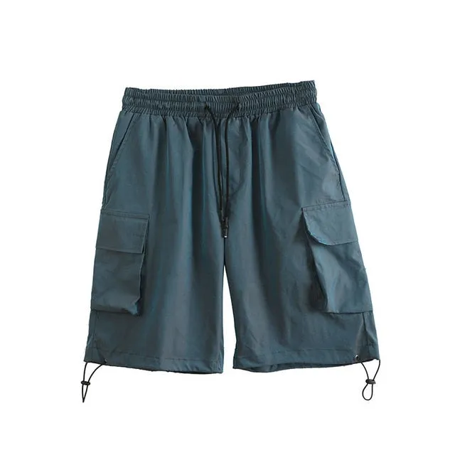 2021 Summer New Youth Popular Men's Loose Solid Color Big Pocke Pants Fashion Casual Fashion Casual Straight Shorts