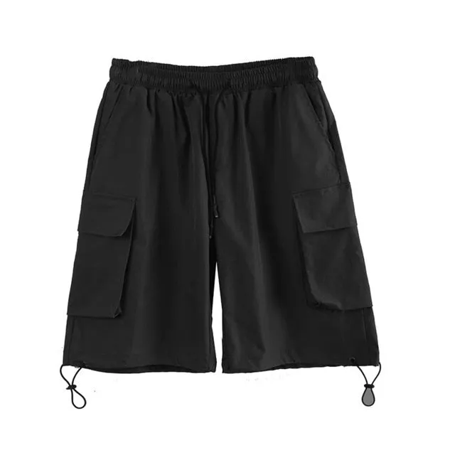 2021 Summer New Youth Popular Men's Loose Solid Color Big Pocke Pants Fashion Casual Fashion Casual Straight Shorts