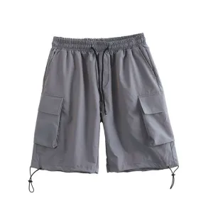 2021 Summer New Youth Popular Men's Loose Solid Color Big Pocke Pants Fashion Casual Fashion Casual Straight Shorts