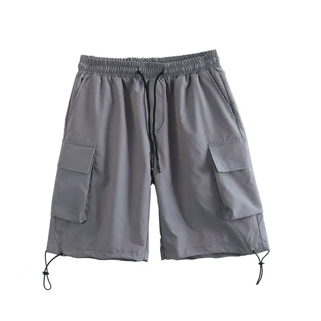 2021 Summer New Youth Popular Men's Loose Solid Color Big Pocke Pants Fashion Casual Fashion Casual Straight Shorts