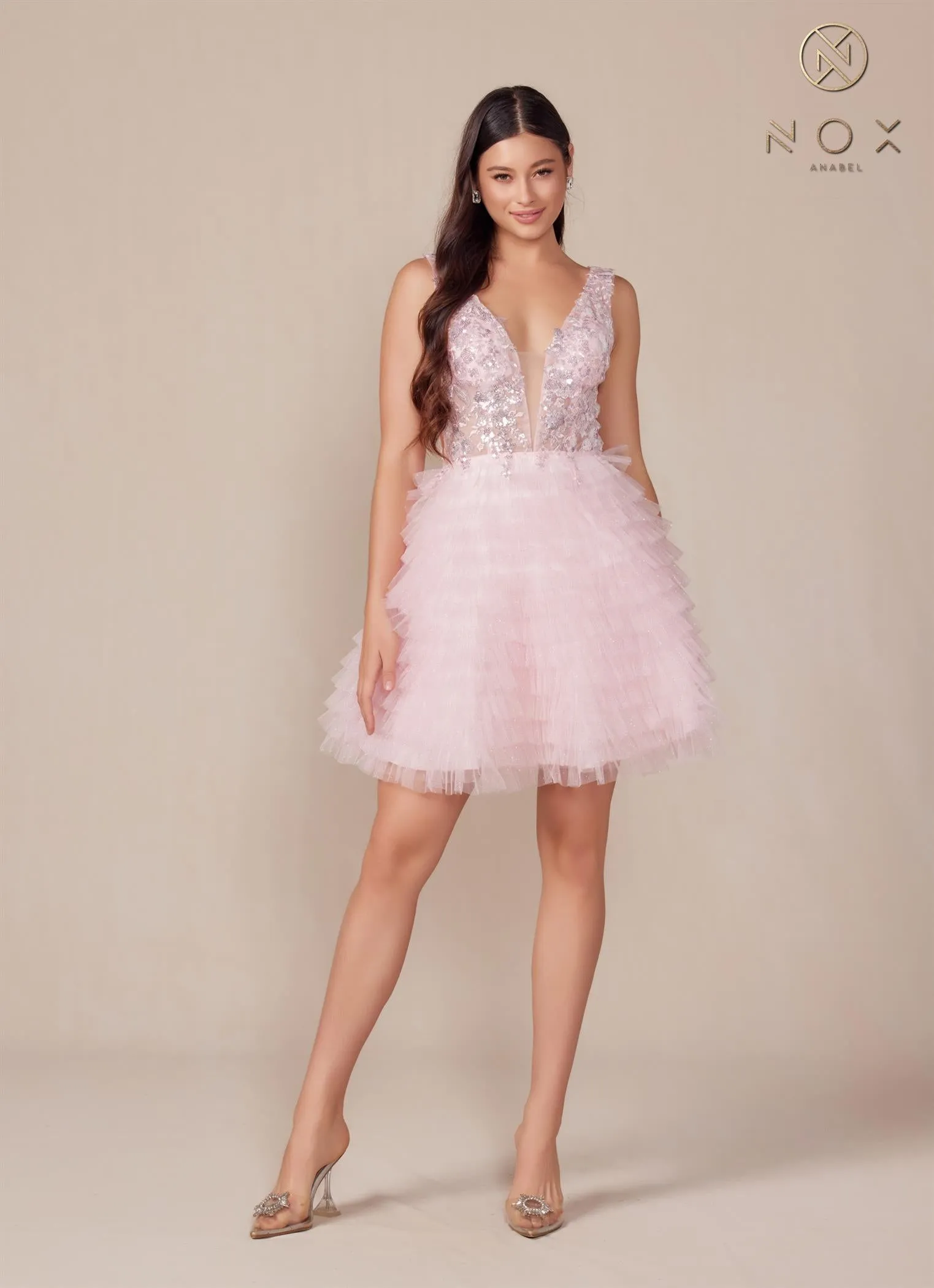 A-line skirt with tiered ruffles_R883
