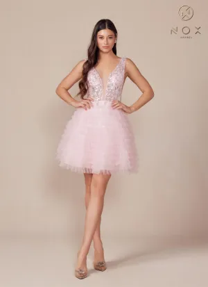 A-line skirt with tiered ruffles_R883
