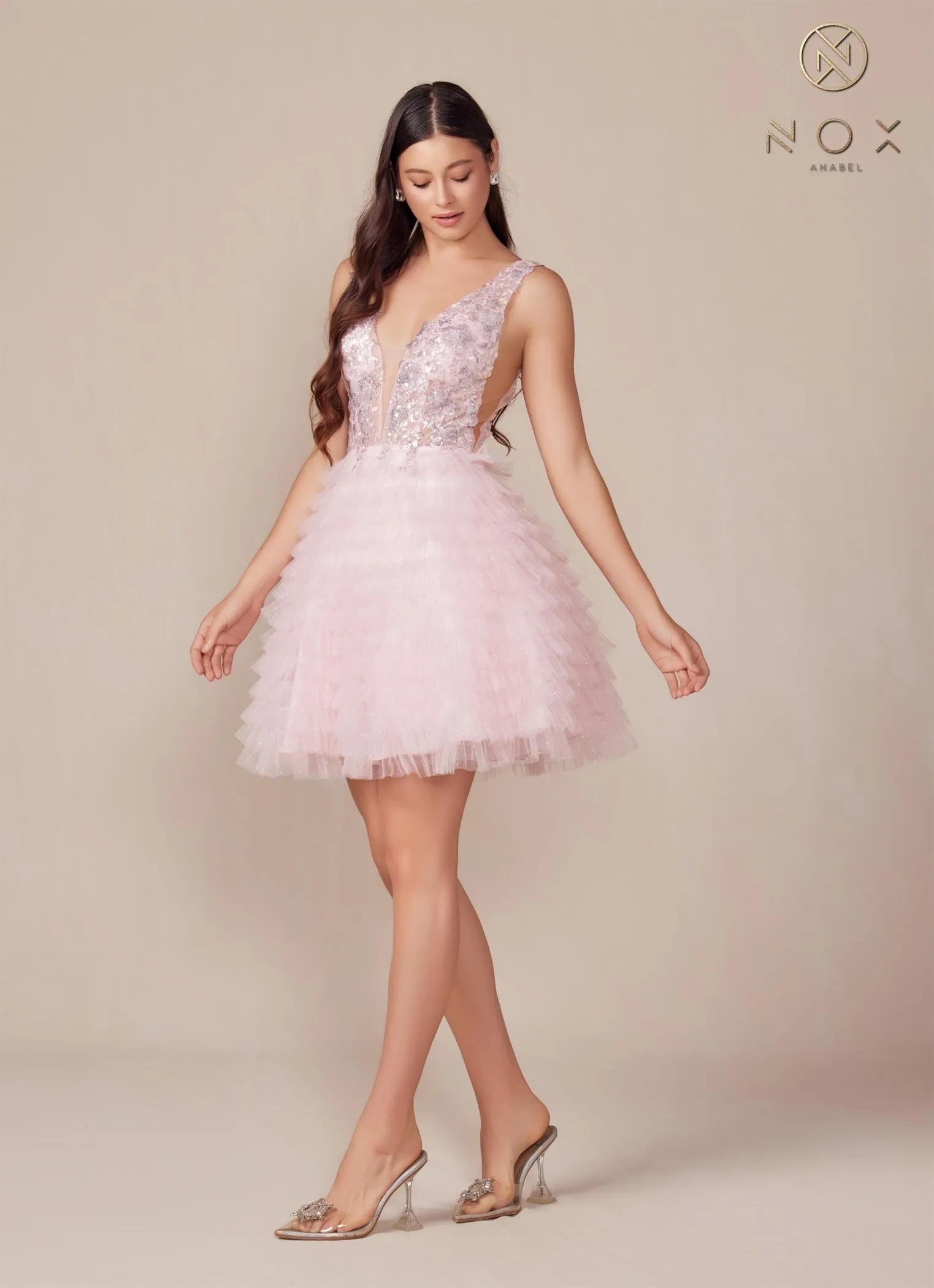 A-line skirt with tiered ruffles_R883