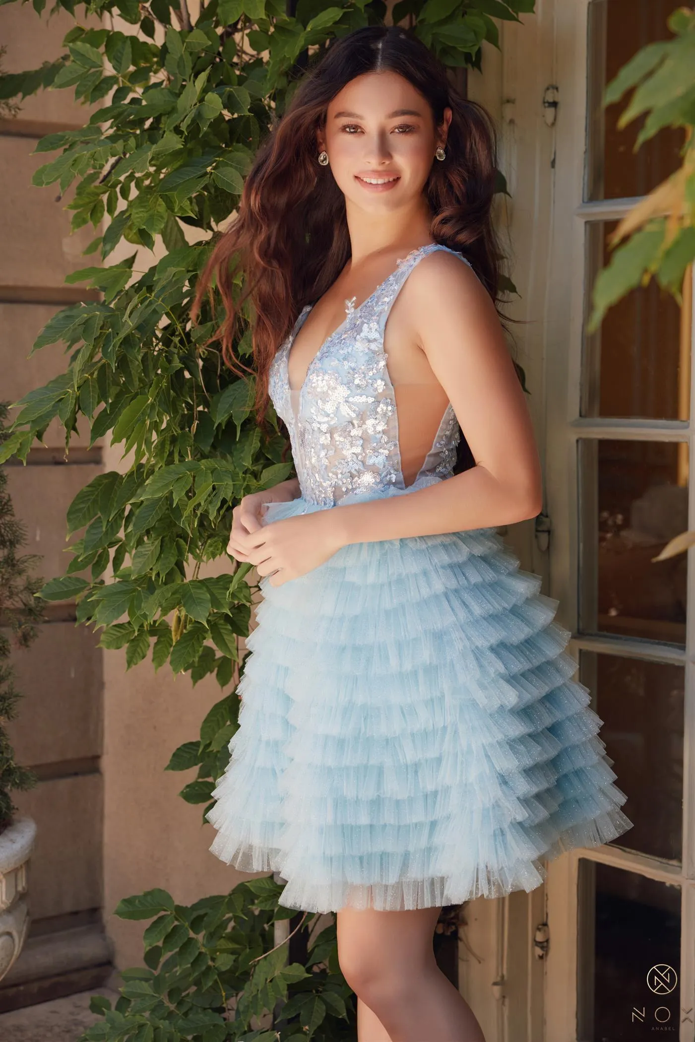 A-line skirt with tiered ruffles_R883