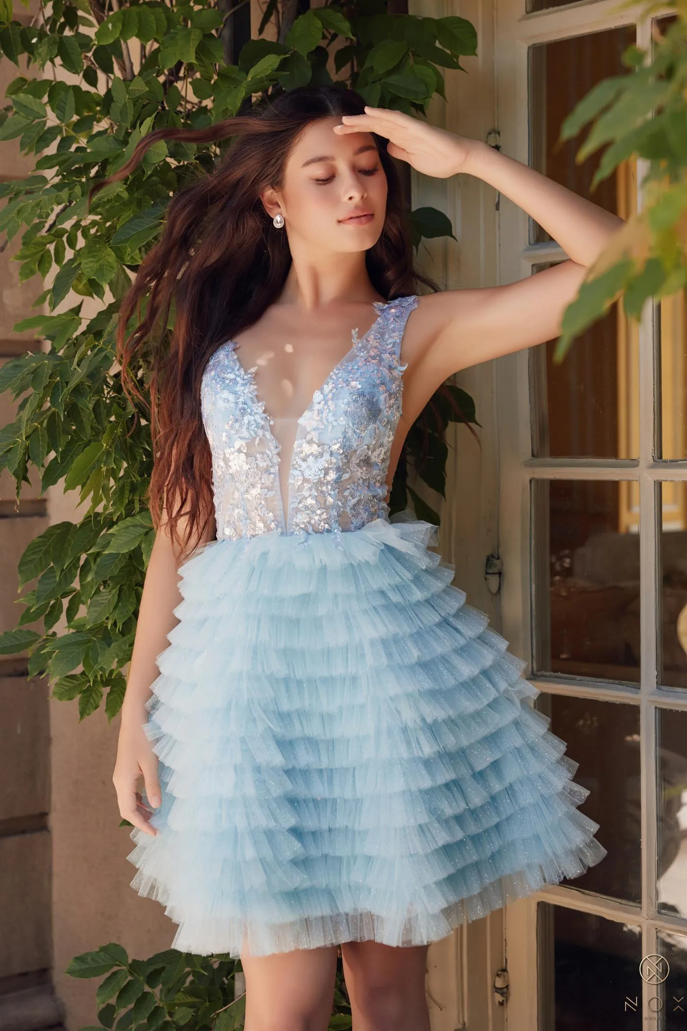A-line skirt with tiered ruffles_R883