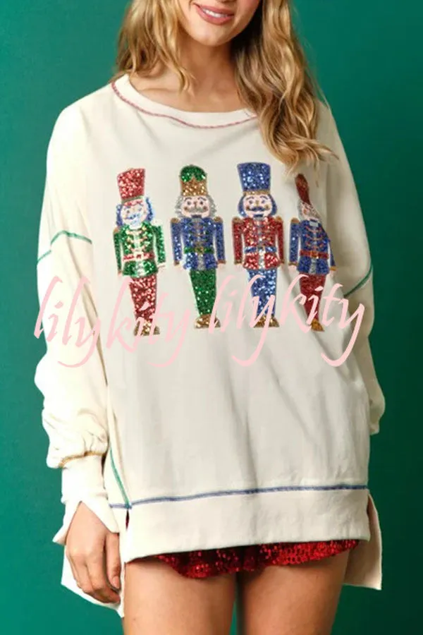 Adorable Nutcracker March Sequin Pullover Sweatshirt