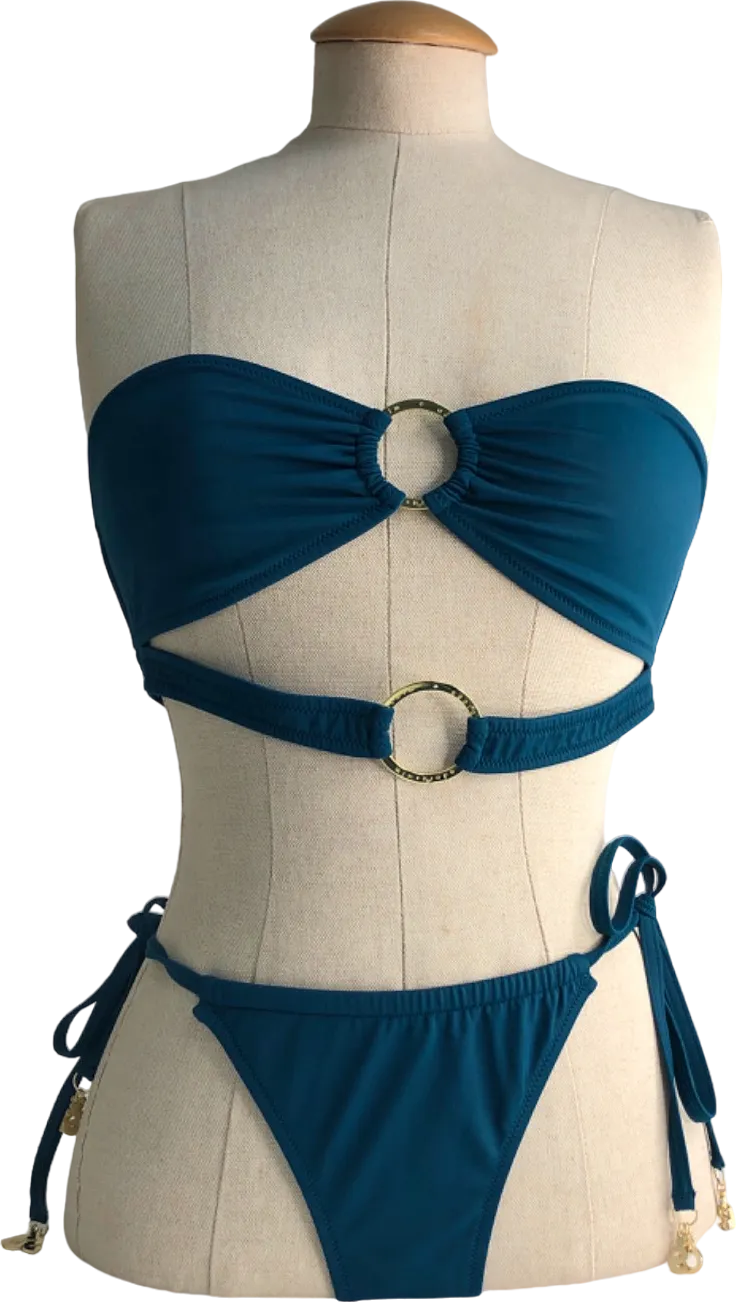 AdoraSwim Teal Cutout Bandeau Bikini Set UK M