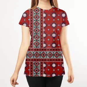 Ajrak Design Women All Over T-Shirt