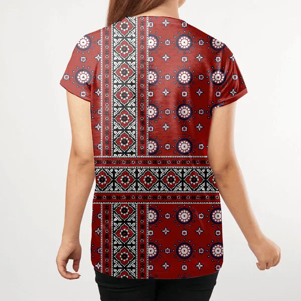 Ajrak Design Women All Over T-Shirt
