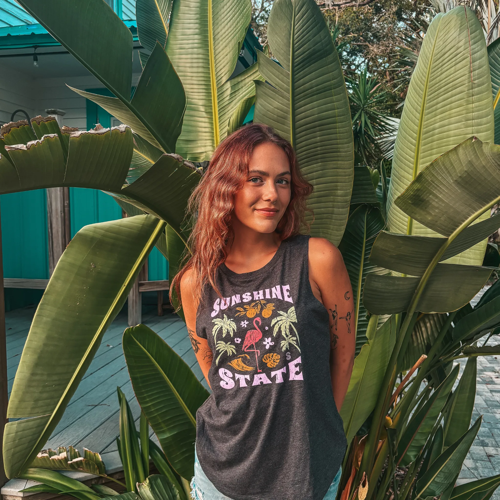 ALL THINGS FLORIDA MUSCLE TANK - DARK GREY HEATHER