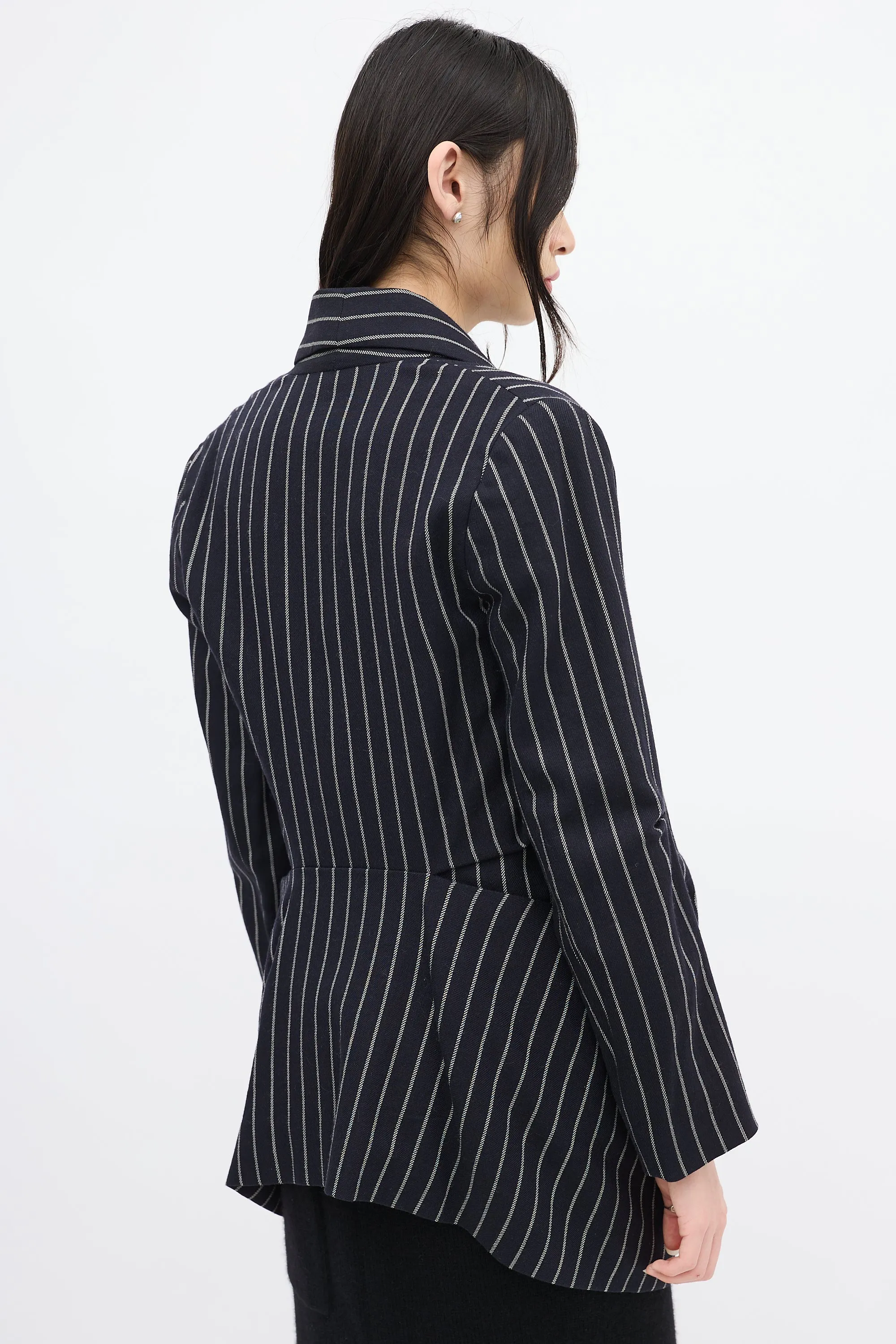 Anglomania Navy & White Wool Striped Blazer