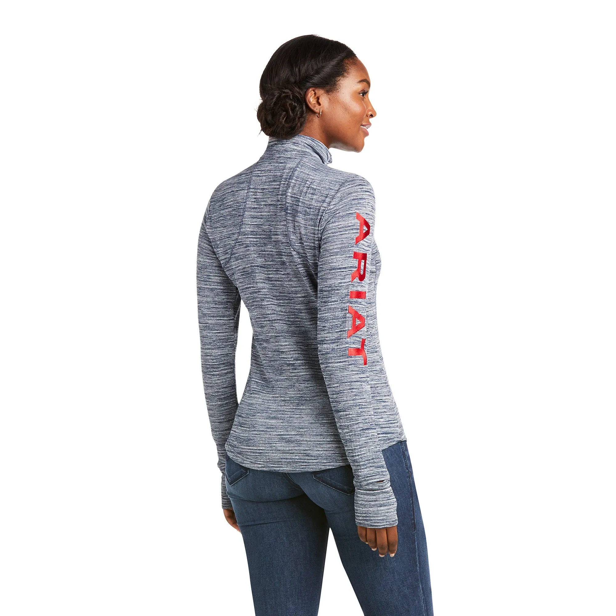 Ariat® Women's Team Gridwork Navy 1/4 Zip Baselayer Pullover 10037000