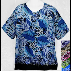 Asher's Monstera Leaf Collarless Shirt