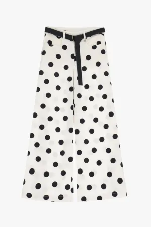 Belted polka-dot palazzo trousers
