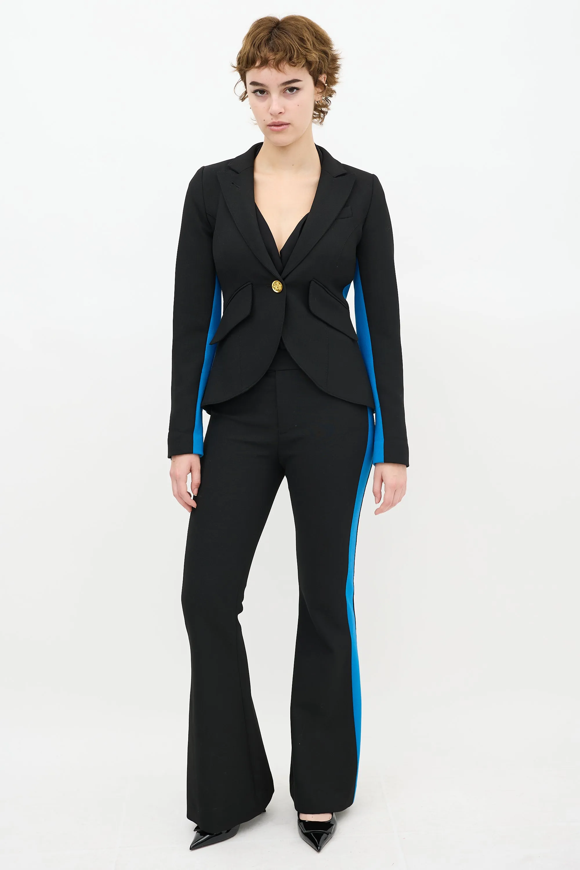 Black & Blue Striped Blazer