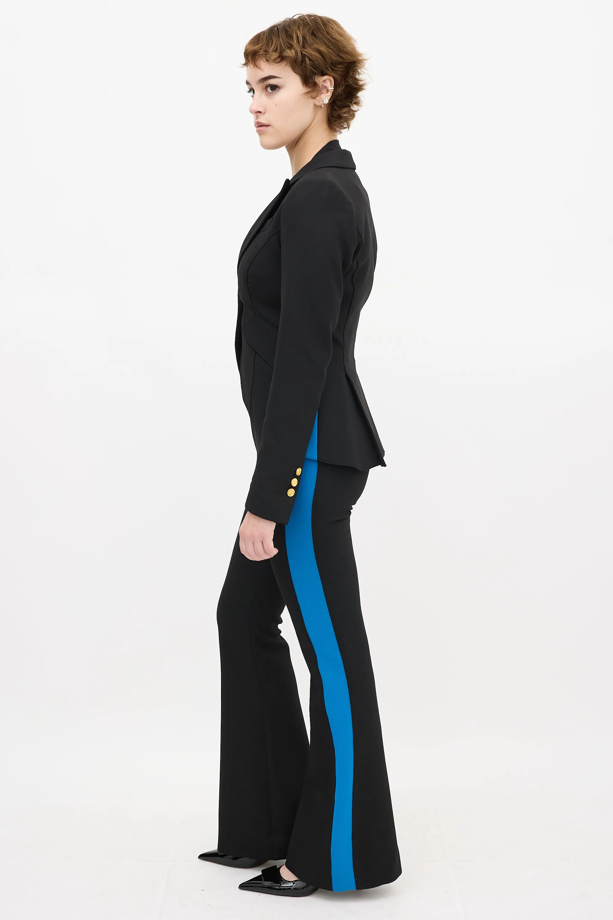 Black & Blue Striped Blazer
