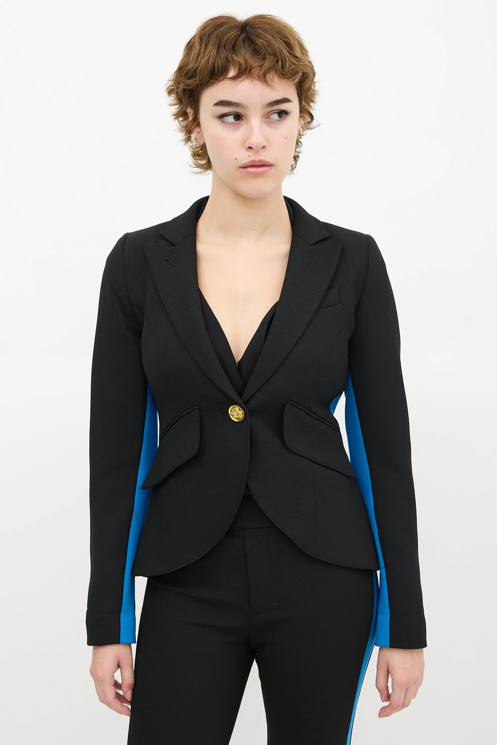 Black & Blue Striped Blazer