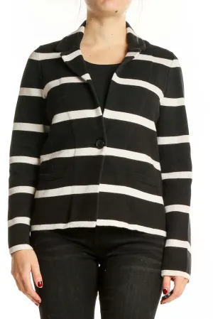 Black and White Striped Cotton Jacket