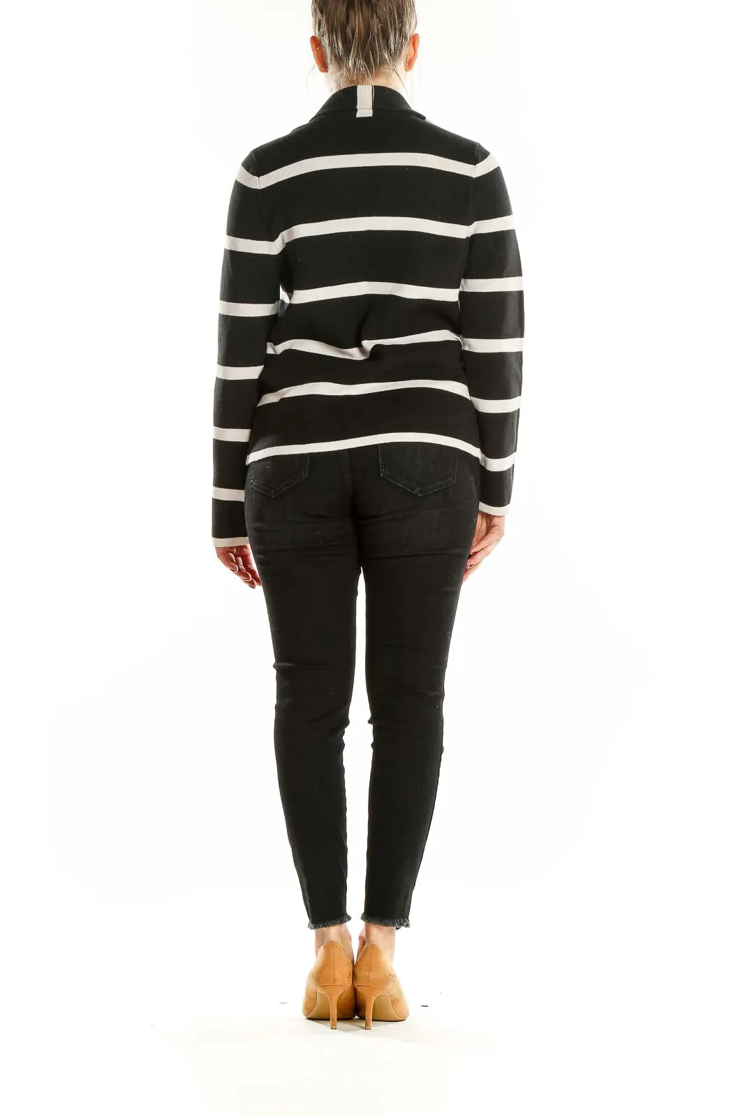 Black and White Striped Cotton Jacket