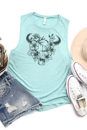 Blossom Steer Women's Flowy Scoop Muscle Tank