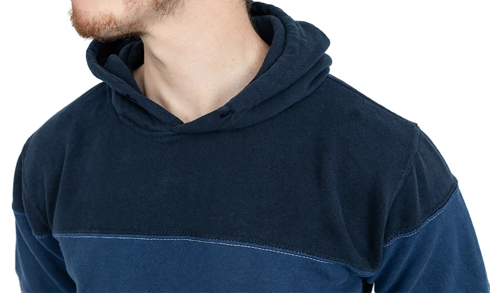 Blue Colorblock Stripe Popover Hoodie