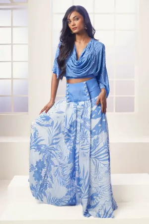 Blue Jungle Print Top & Pants