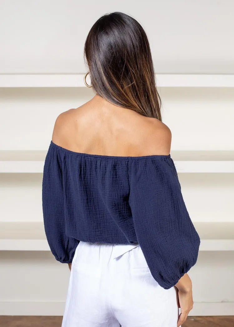 Bobi Gauze Convertible Top- Navy***FINAL SALE***
