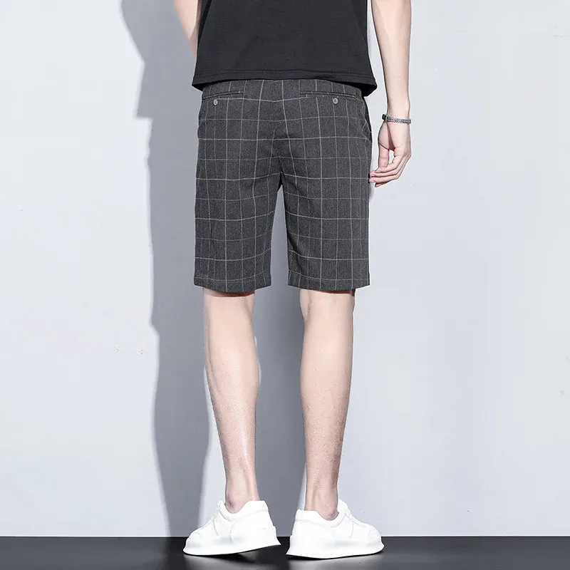 Brand Clothing Plaid Stripe Shorts Summer Thin Business Knee Length Pants