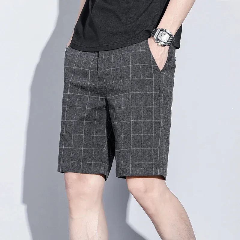 Brand Clothing Plaid Stripe Shorts Summer Thin Business Knee Length Pants