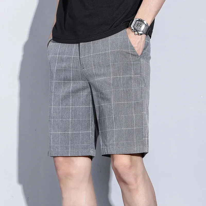 Brand Clothing Plaid Stripe Shorts Summer Thin Business Knee Length Pants