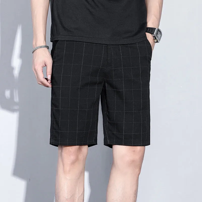 Brand Clothing Plaid Stripe Shorts Summer Thin Business Knee Length Pants