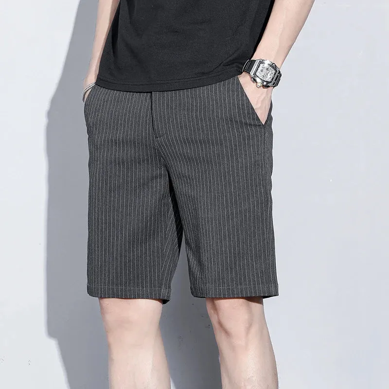 Brand Clothing Plaid Stripe Shorts Summer Thin Business Knee Length Pants
