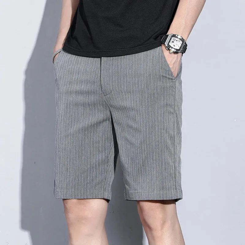 Brand Clothing Plaid Stripe Shorts Summer Thin Business Knee Length Pants