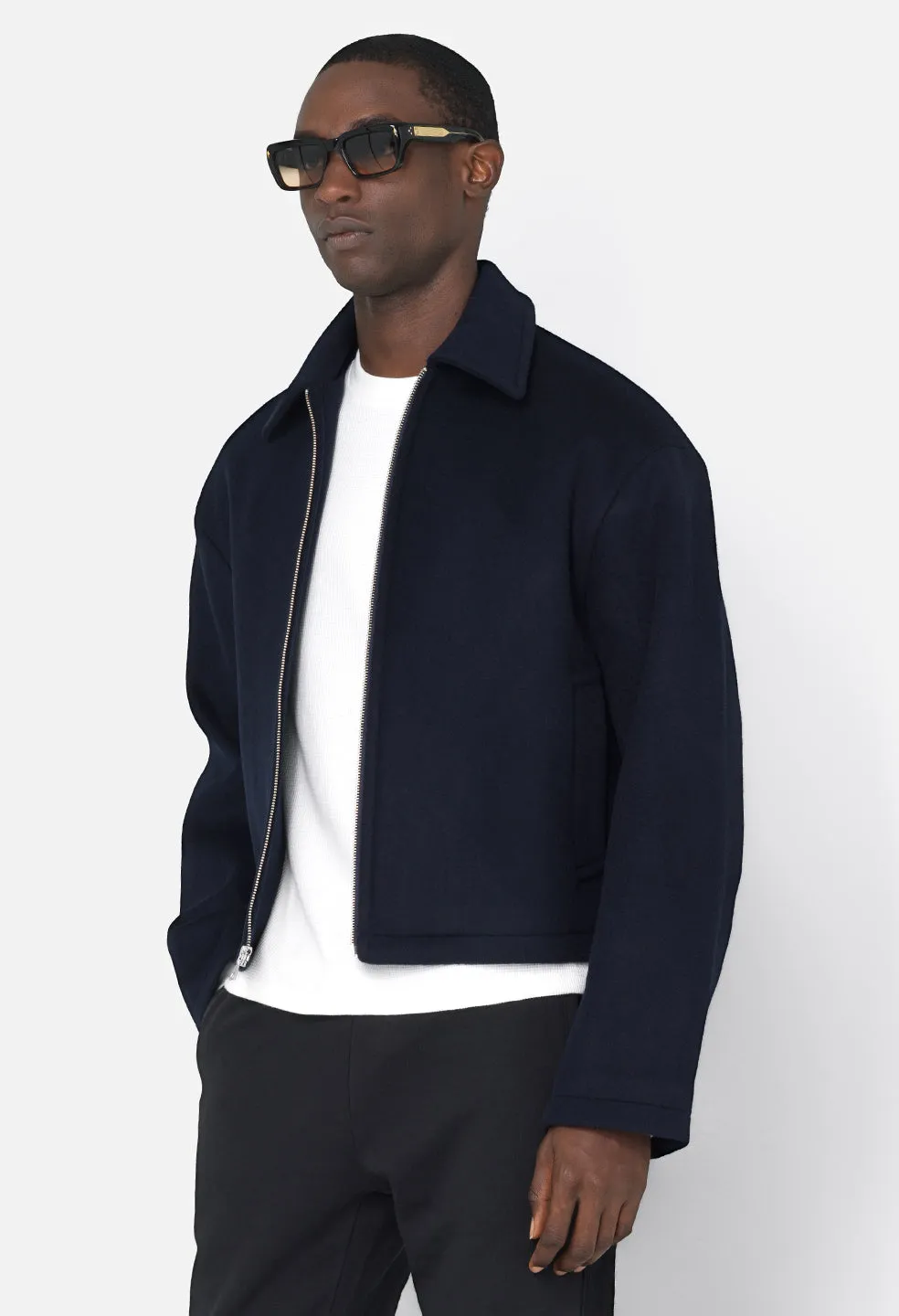 Brushed Wool Lexington Full Zip / Navy