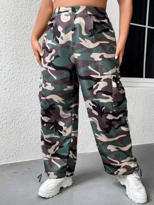 Camo Print Flap Cargo Pants