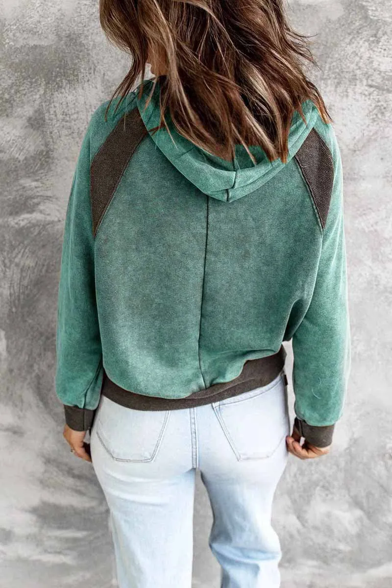 Casual Stitching Top Hoodies Long Sleeve Sweatshirt