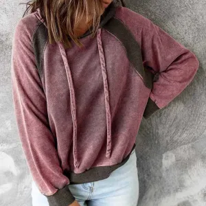 Casual Stitching Top Hoodies Long Sleeve Sweatshirt