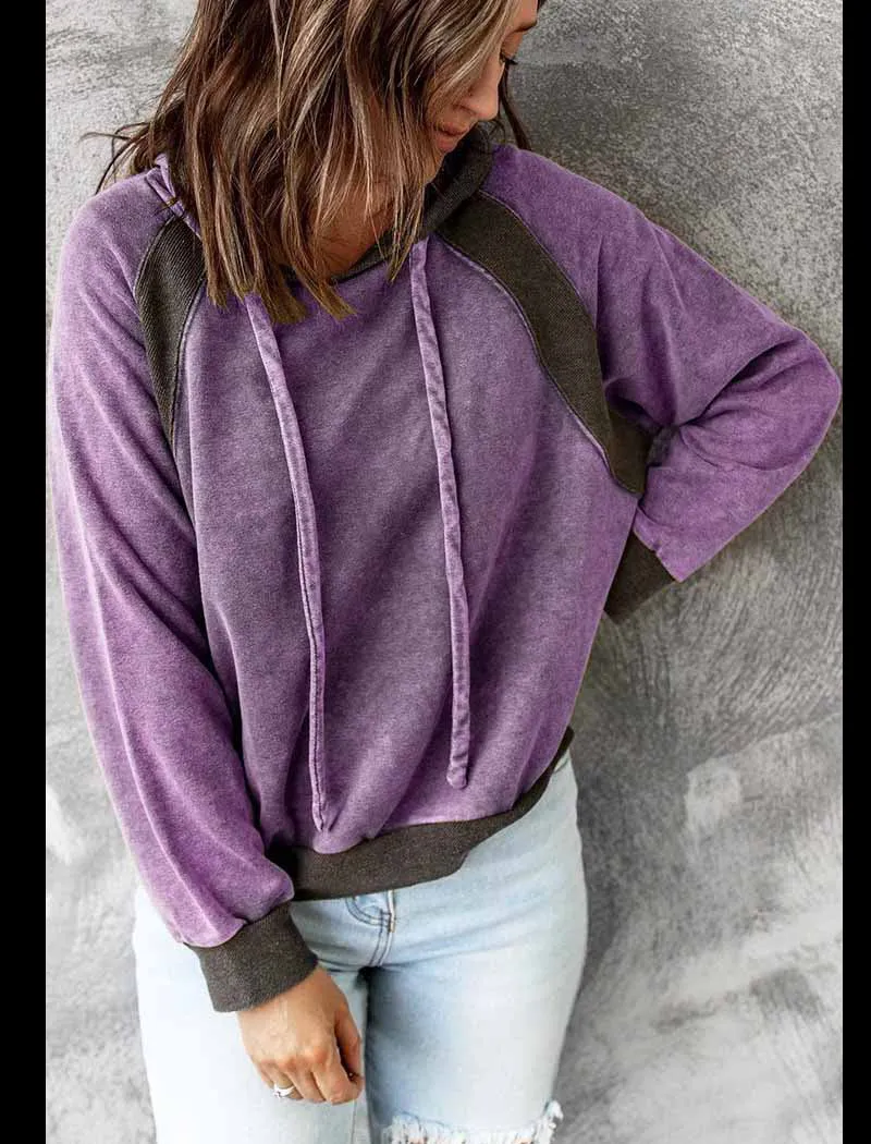 Casual Stitching Top Hoodies Long Sleeve Sweatshirt